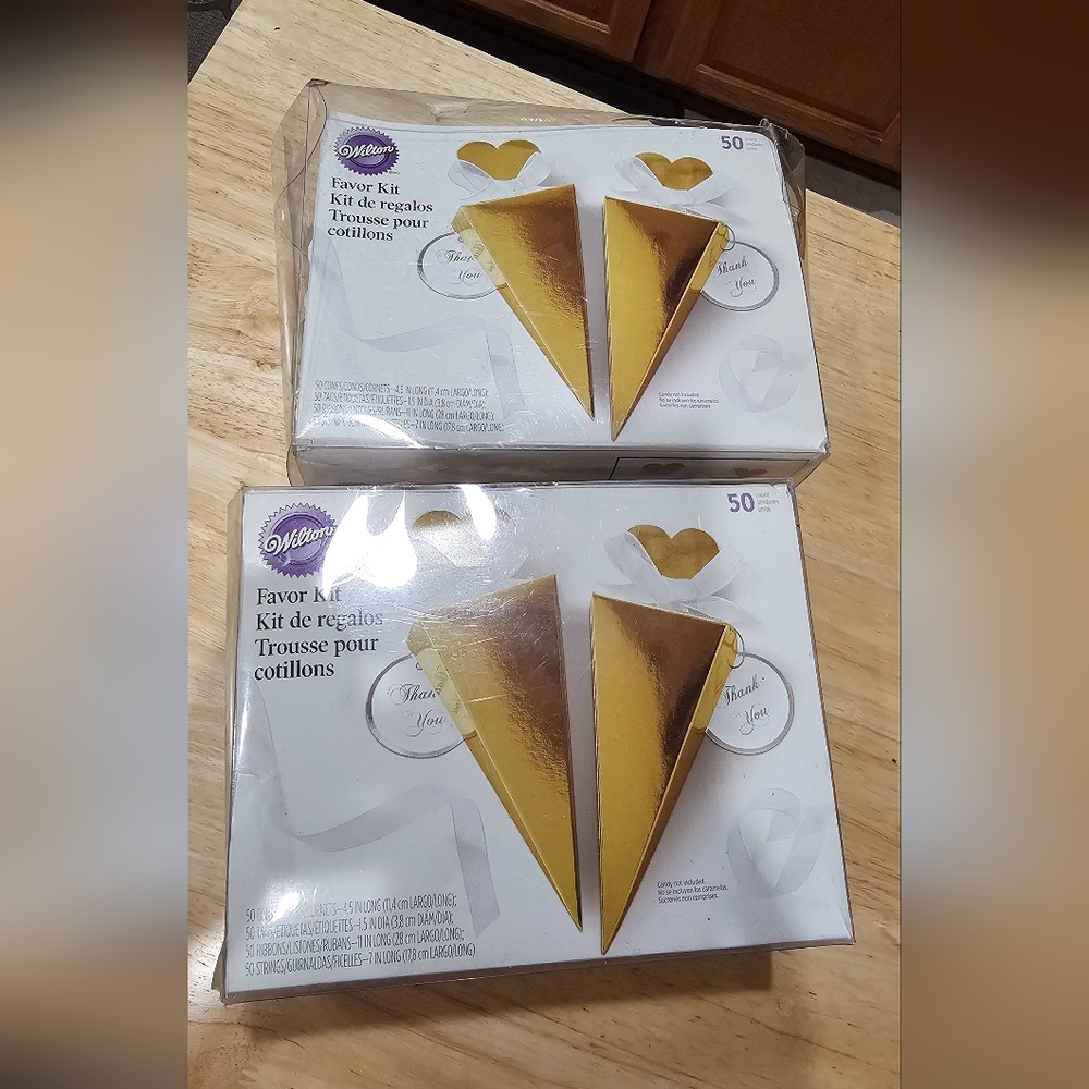 Wilton Gold Cone Favor Two Boxes Of 50 Each New In Box
